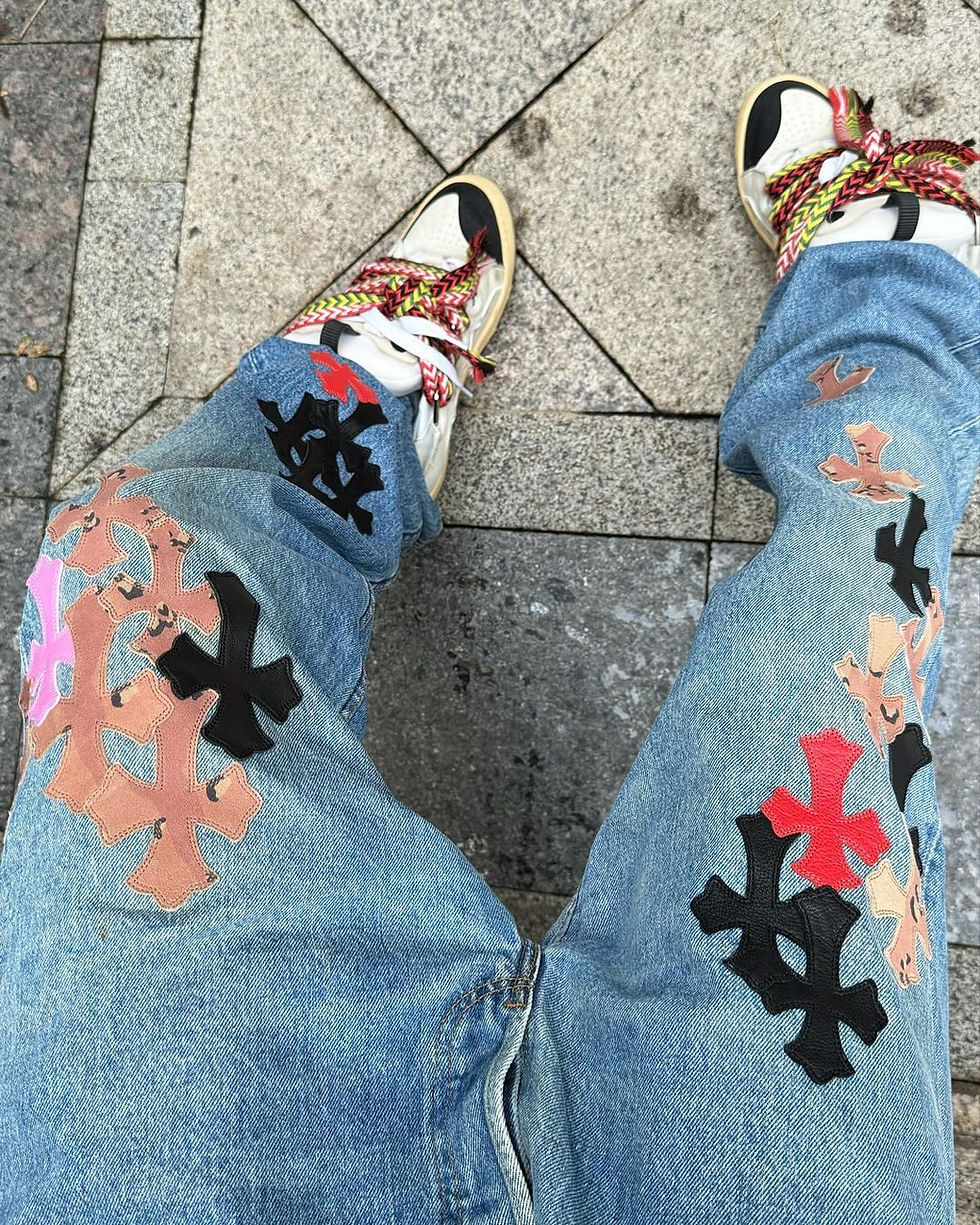 Thumbnail: CHROME HEARTS FUCK YOU CROSS PATCH JEANS