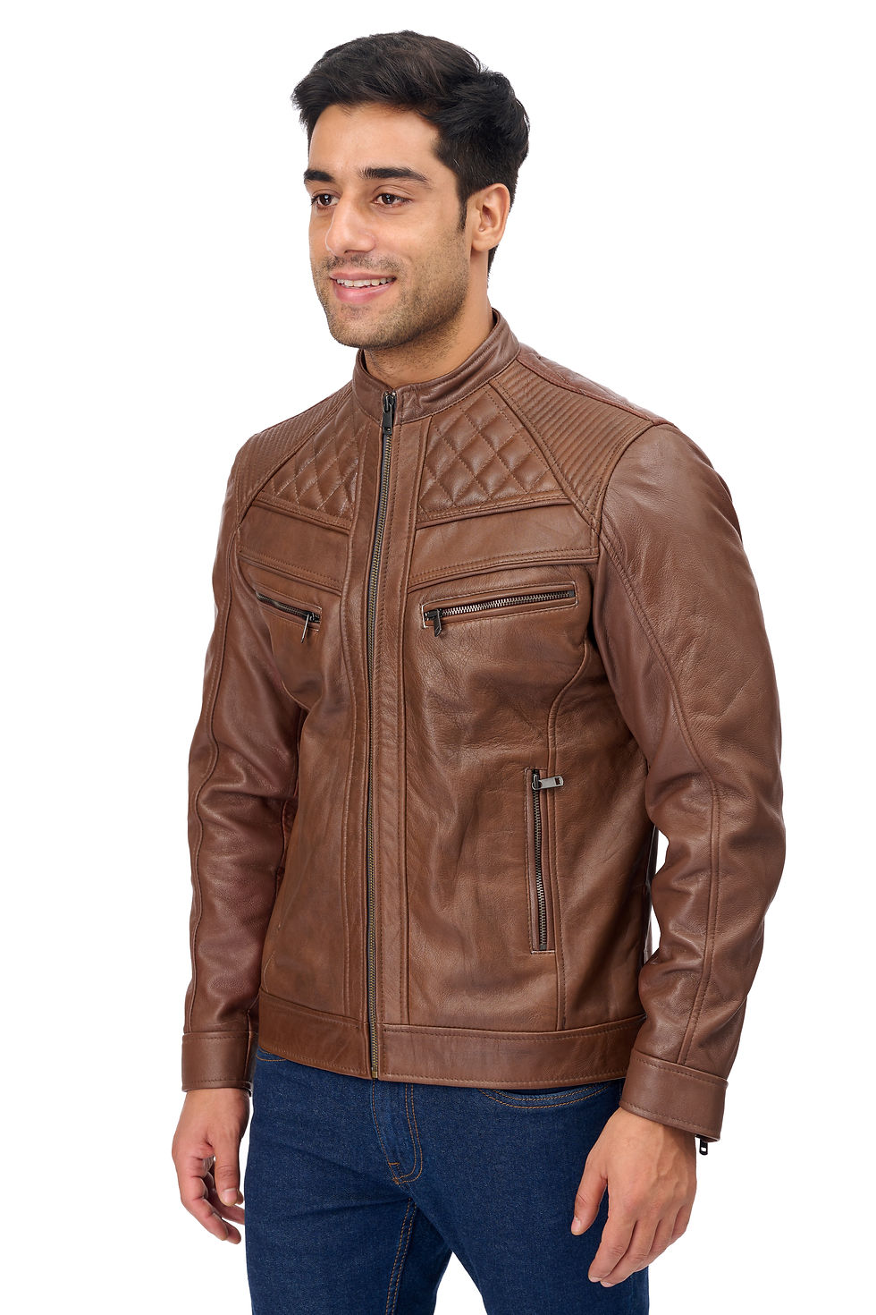 Thumbnail: Brown Pure leather Jacket (ZX28)