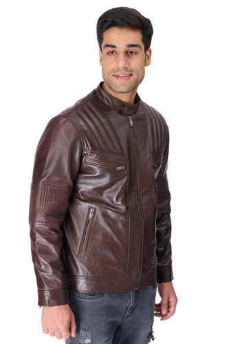 Brown Quilted Pure leather Jacket (ZX11) | senpai clothing