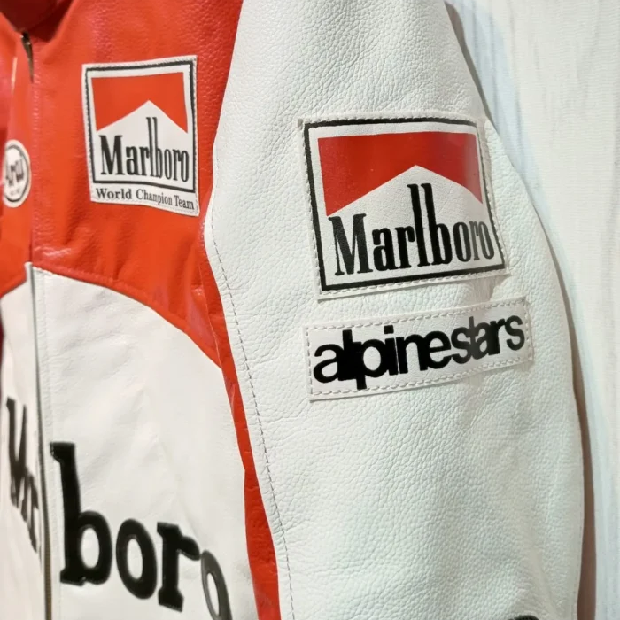 Thumbnail: MARLBORO VINTAGE WHITE RACING LEATHER JACKET