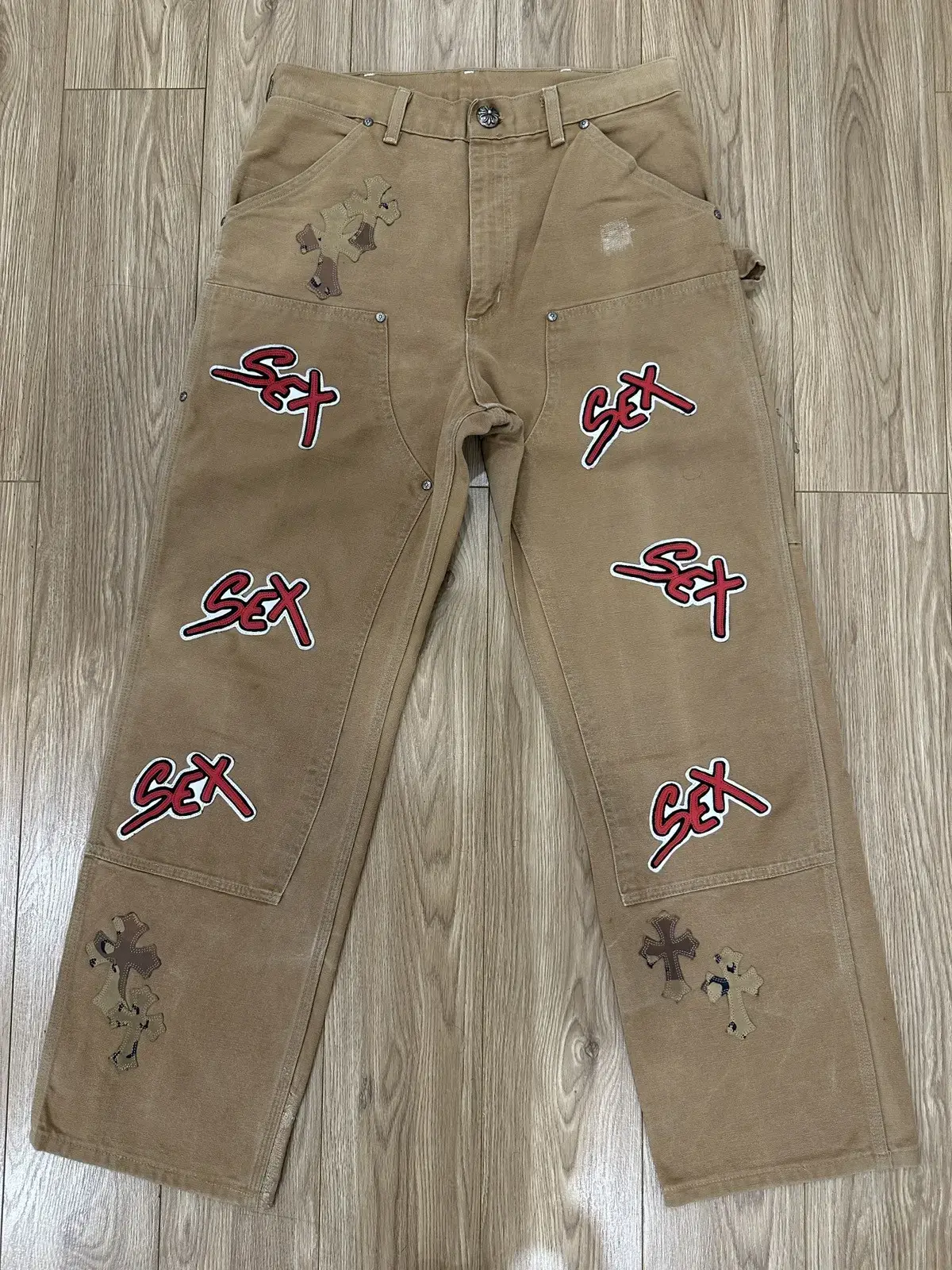 CHROME HEARTS SEX RECORDS EDITION CROSS PATCH JEANS