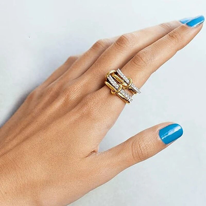 Anillo de acero inoxidable bicolor