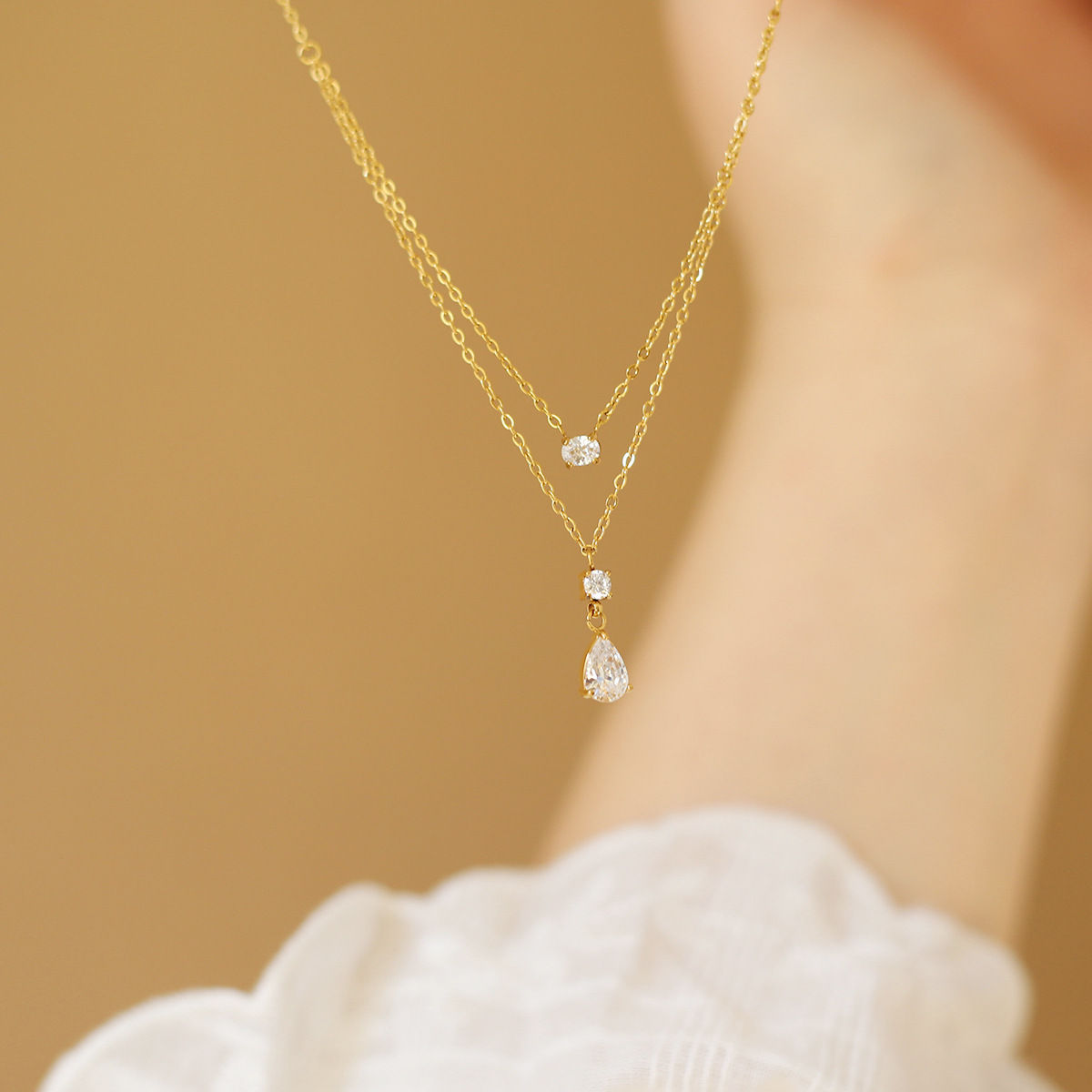 Waterdrop Double Layer Necklace