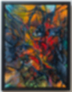 Framed The Eyes Have It painting by Carolyn Wonders, showcasing interconnectedness and vibrant colors.