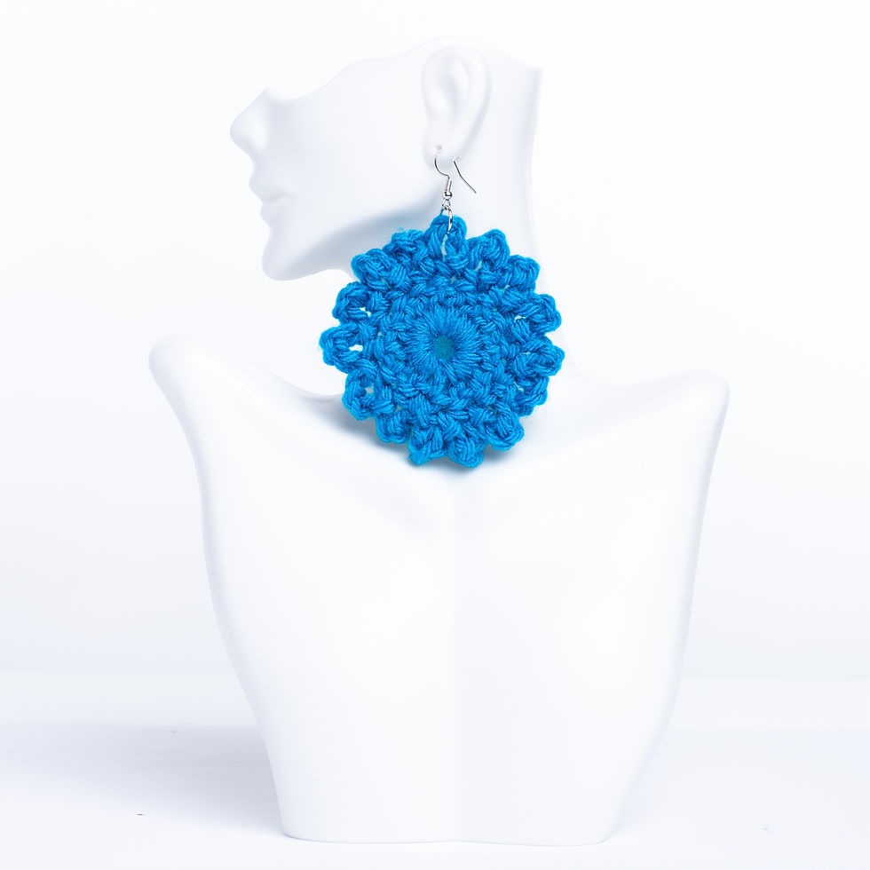 Blue Petunias Crochet Earrings