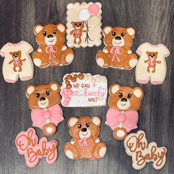 Bearly Can Wait teddy bear Baby Shower Custom Cookies