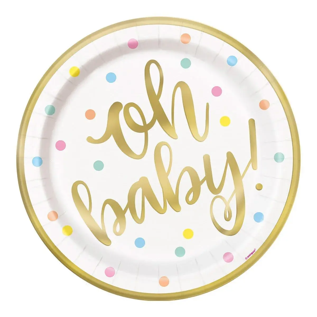Oh Baby-9-inch Pastel Polka Dot Paper Dinner Plates - 8 Ct.