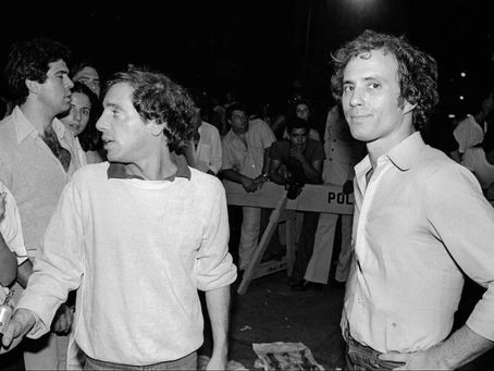 Steve Rubell and Ian Schrager vetting patrons outside of their nightclub in July 1978.