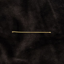 14K yellow gold anklet displayed across black velvet background with lobster clasp
