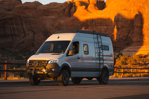 Campervan exploring the red rock of southern Utah