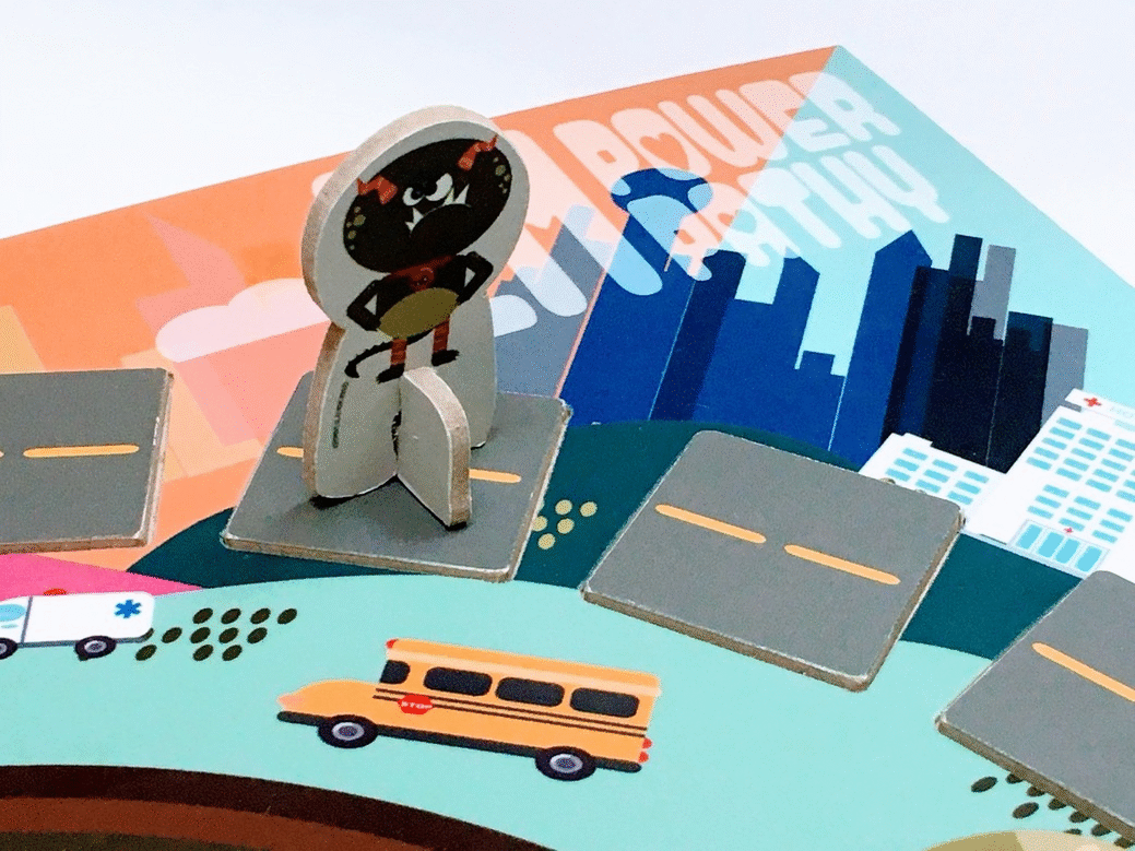 Wherever Goobi lands in the City of Empathropolis, the City Block turns to RED.