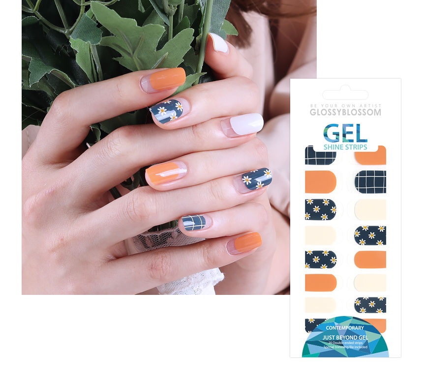 Миниатюра: [GLOSSYBLOSSOM] Гелевые наклейки на ногти - Ромашки (45845)