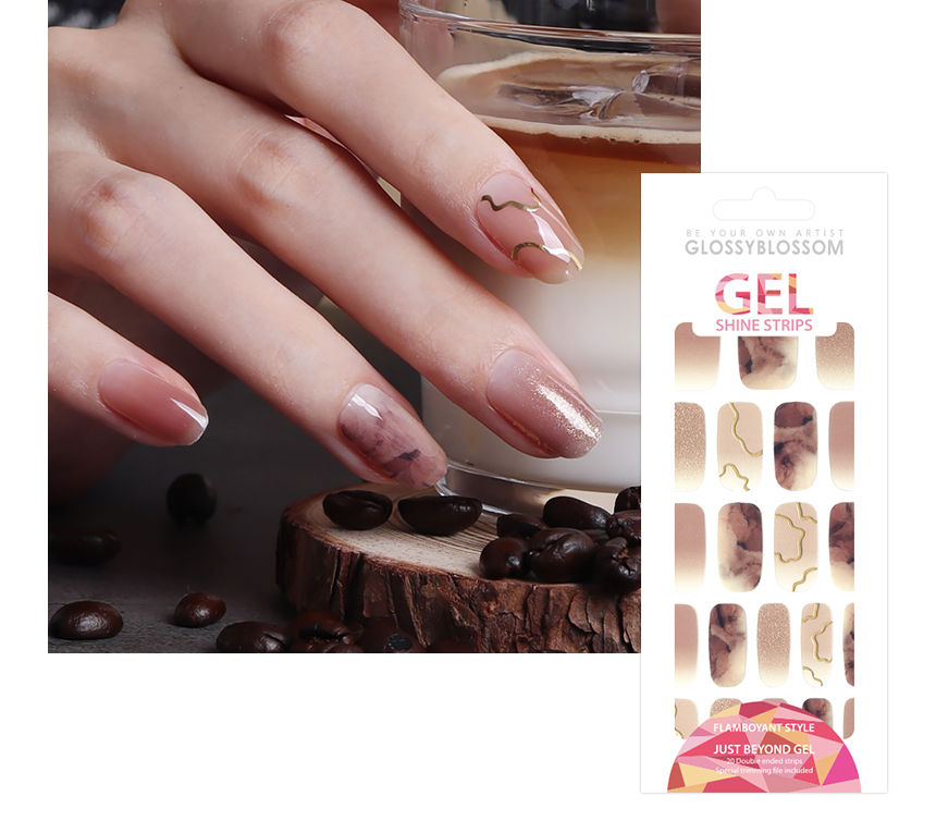 Миниатюра: [GLOSSYBLOSSOM] Гелевые наклейки на ногти - Капучино (45977)