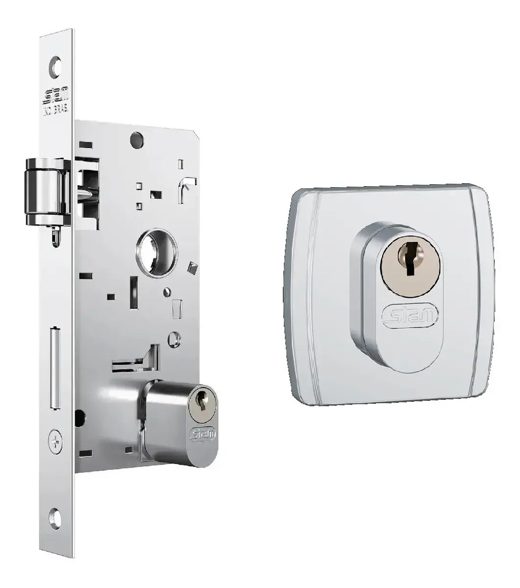 FECHADURA STAM  803 ROL. ROSETA QUAD. INOX