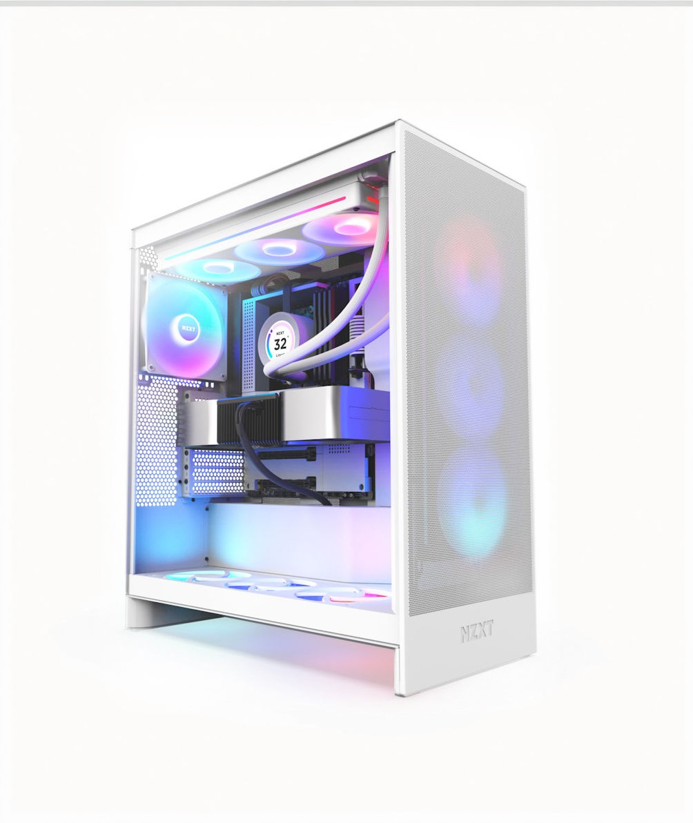 NZXT H7 Flow RGB PC Case Midi Tower White
