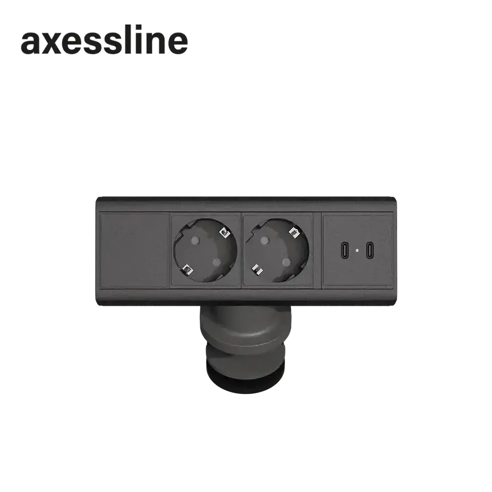 Miniatyrbild: Axessline Desk Power Socket with USB-C 30W Clamp Mount