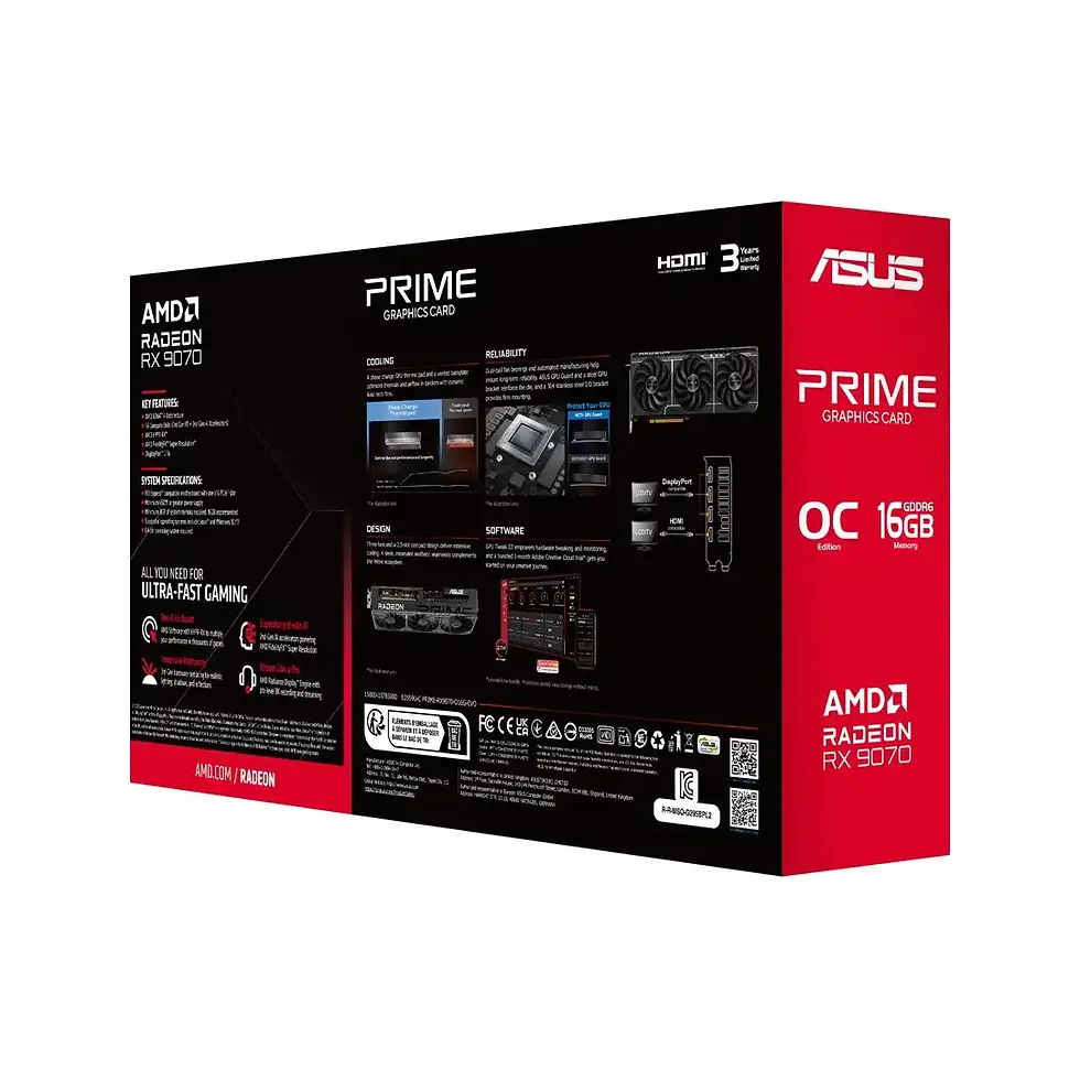 Miniatiūra: ASUS Prime AMD Radeon RX 9070 16 GB graphics card