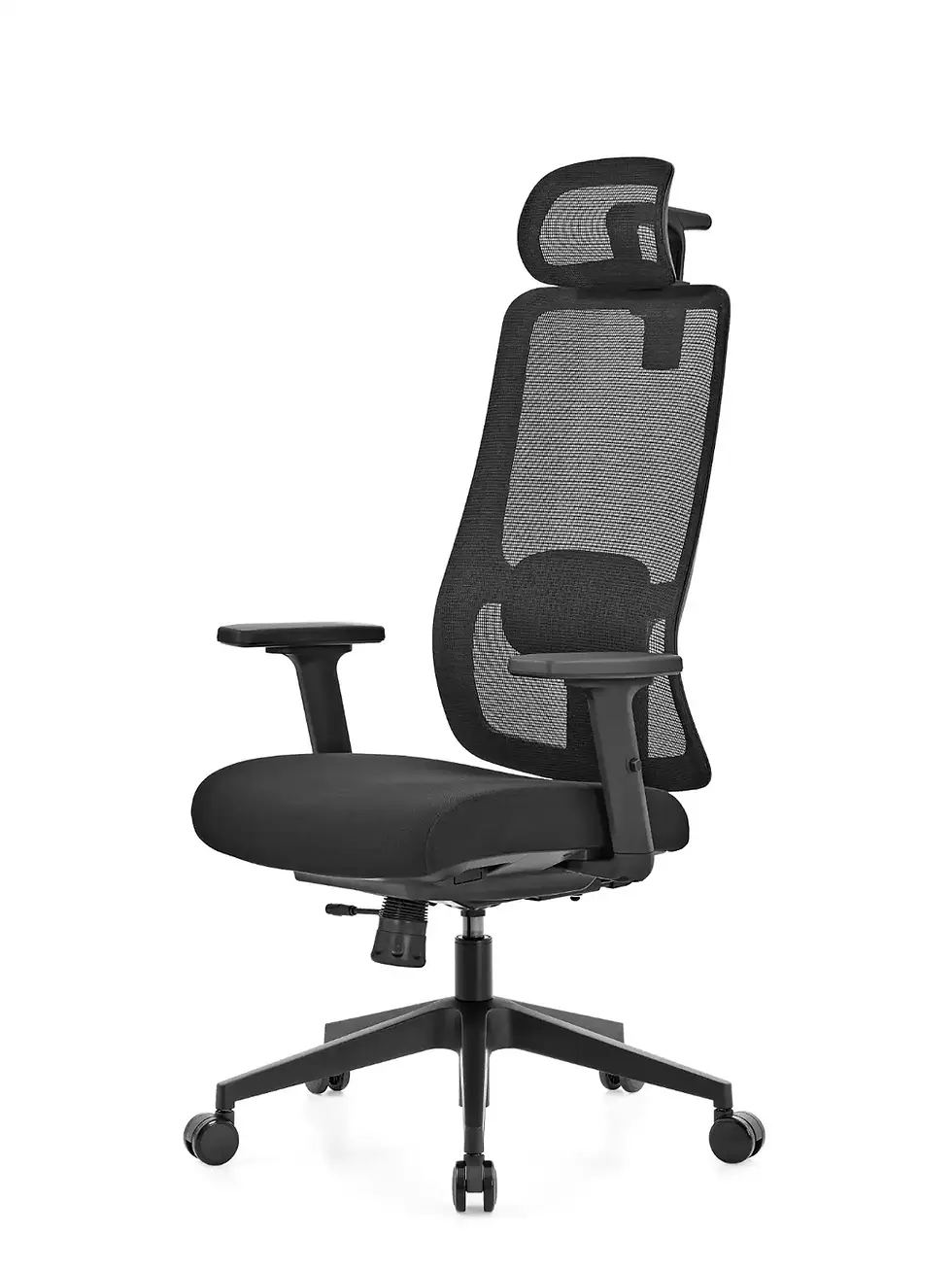 Thumbnail: ERGO LIBRA ergonomic office chair with black mesh backrest headrest and adjustable lumbar support