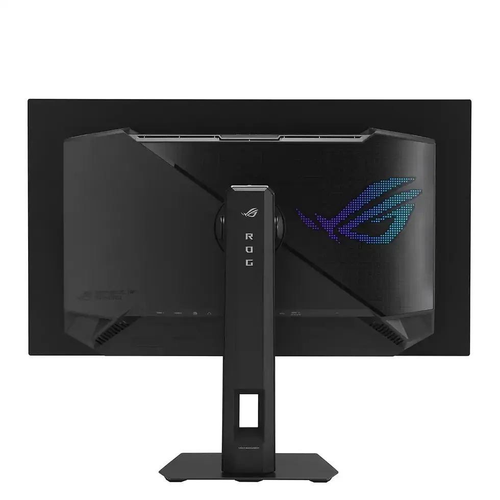 Thumbnail: ASUS ROG Strix OLED XG27AQDMGR 27” WOLED QHD Gaming Monitor back view on stand