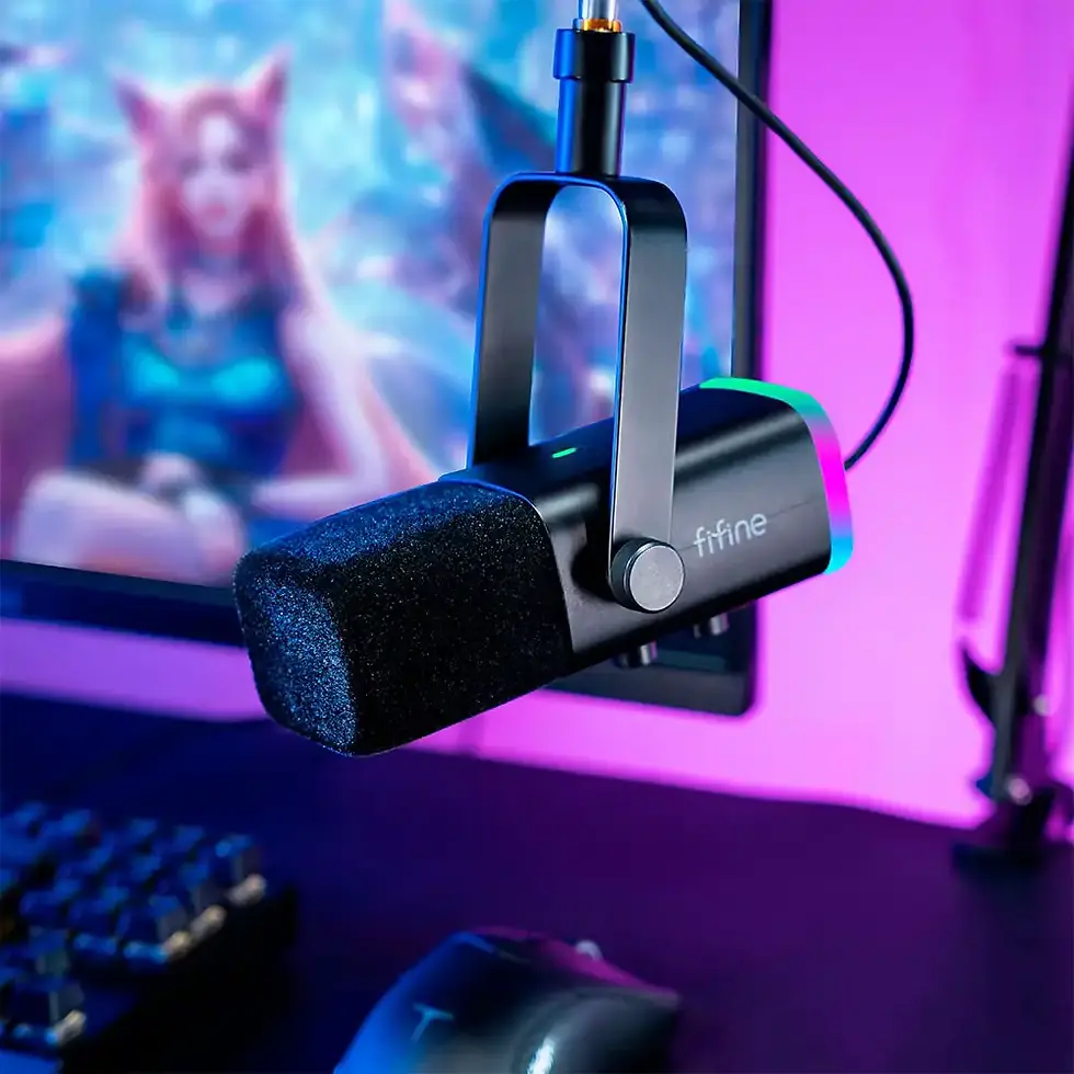 FIFINE AM8T Dynamic RGB XLR/USB Microphone Adjustable Boom Arm