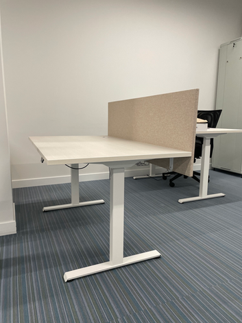 Standing desk with front acoustic screen in the office