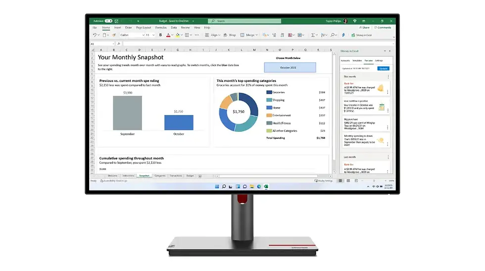 Miniatiūra: Lenovo ThinkVision P27h-30 27inch QHD computer monitor for business