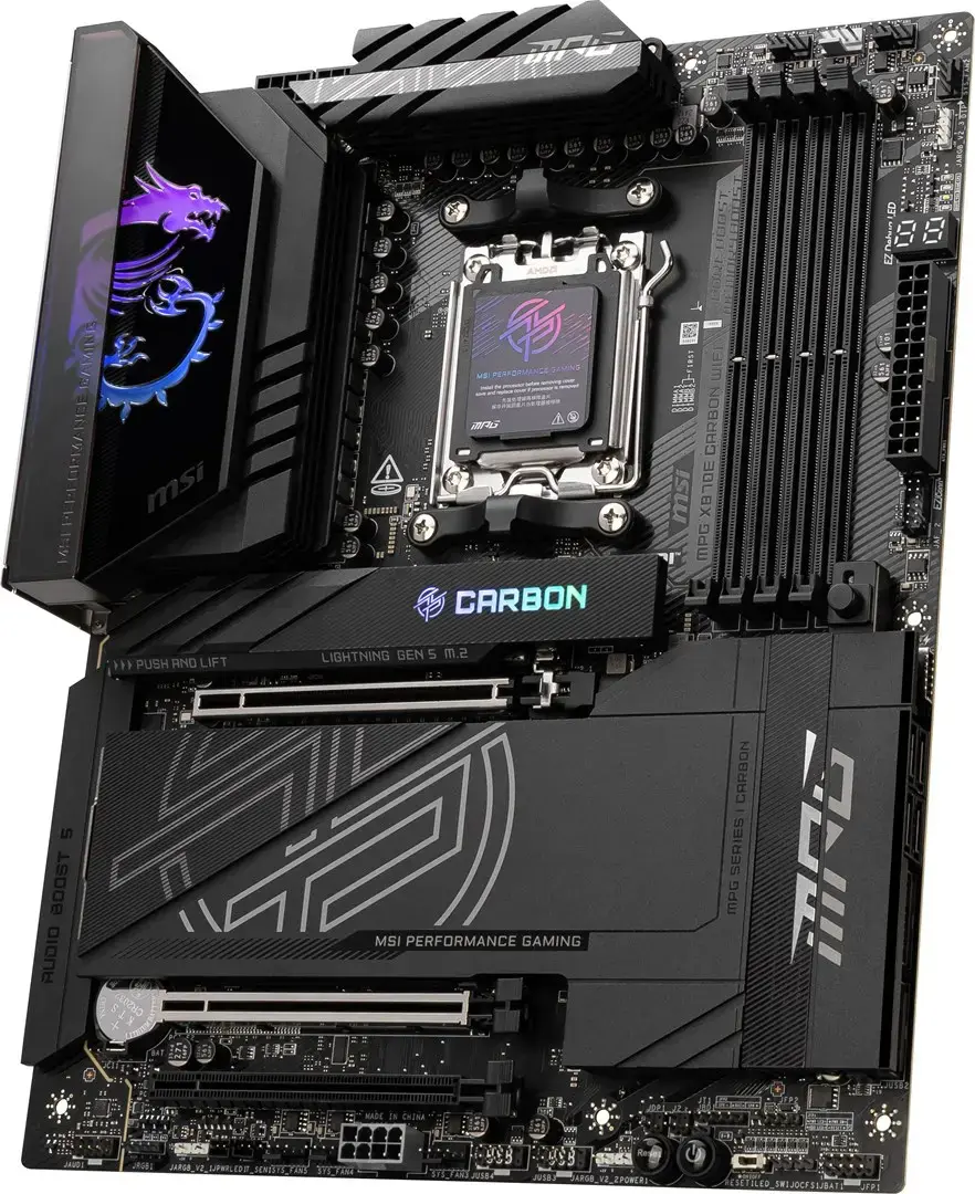 Miniatiūra: MSI MPG X870E CARBON WIFI motherboard AMD X870E AM5 ATX