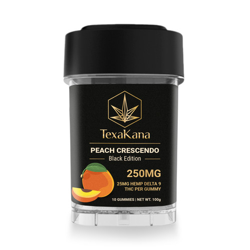 Delta 9 THC Gummies - Black Edition - 25MG - Peach Crescendo