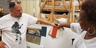 Lorra visiting stone fabricator