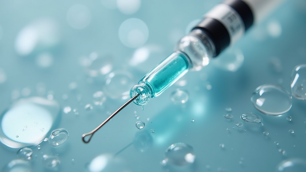 Close-up view of hyaluronic acid syringe and filler