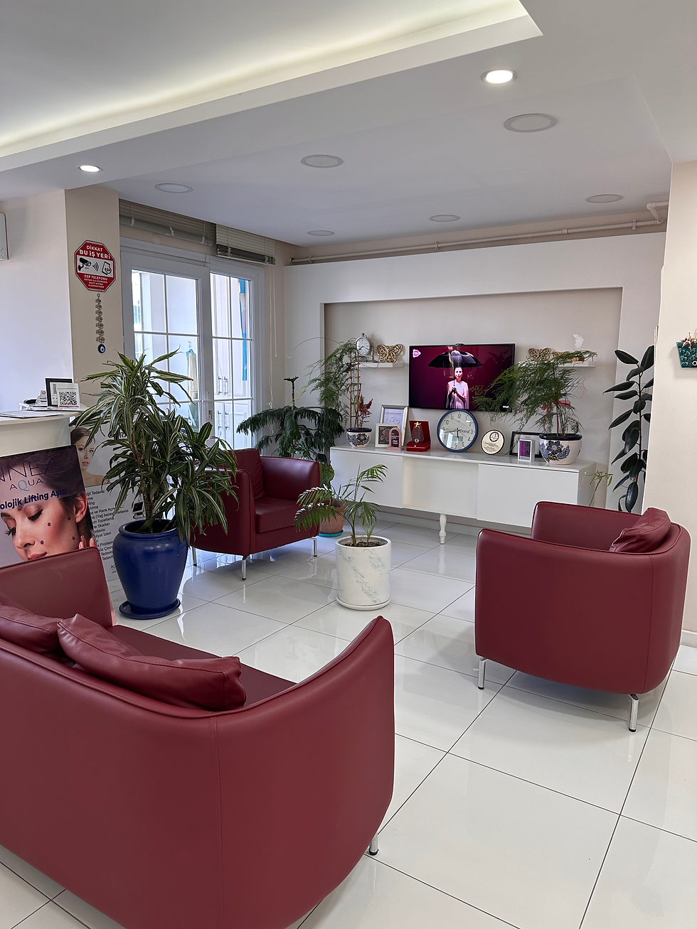 Eye-level view of clinic's waiting area