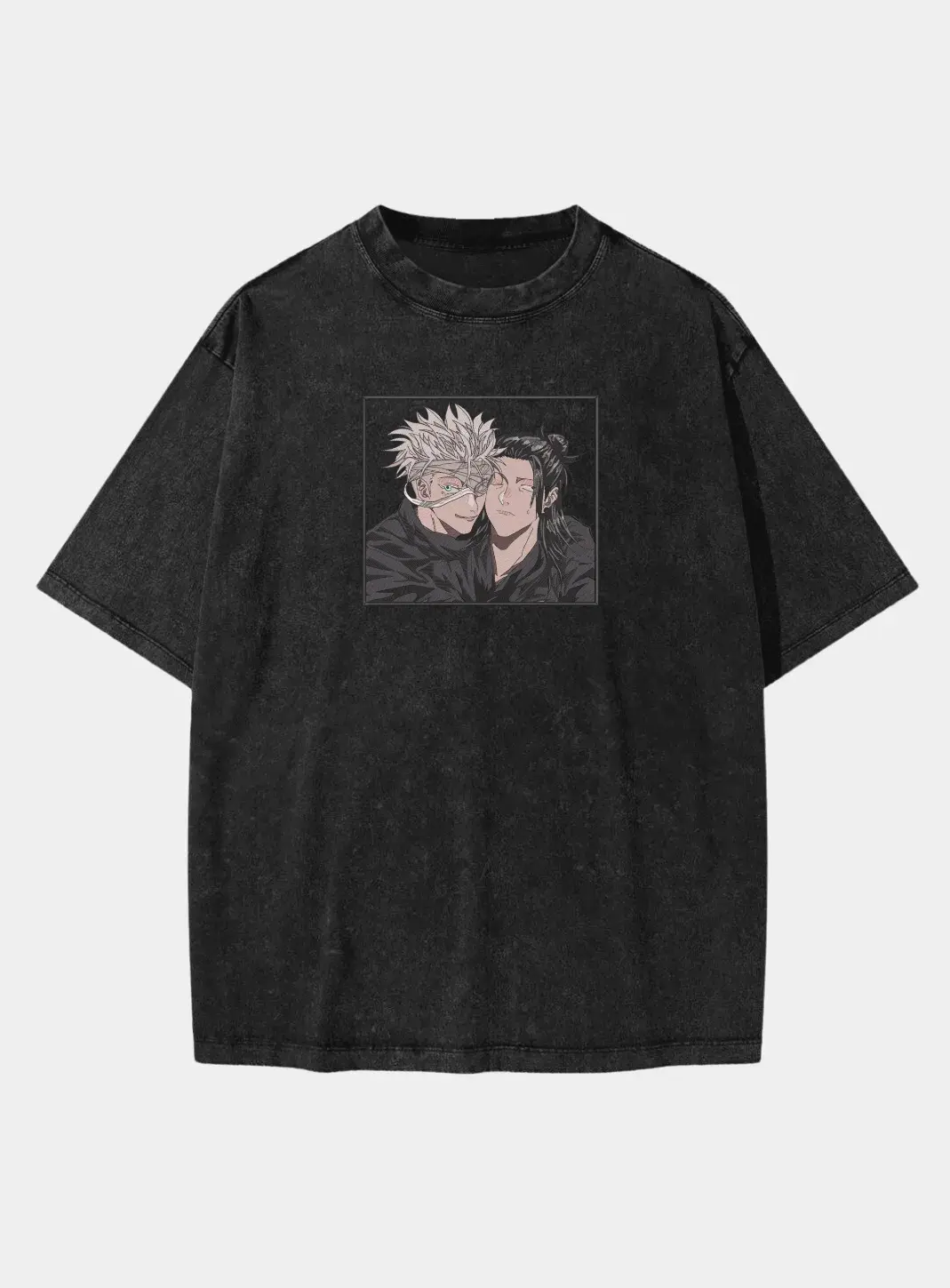 Футболка Vintage-washed з вишивкою Магічна битва — Ґето Суґуру & Ґоджьо