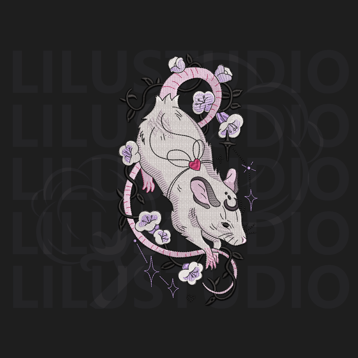 Embroidery Design for Couple Collection — Floral Rat