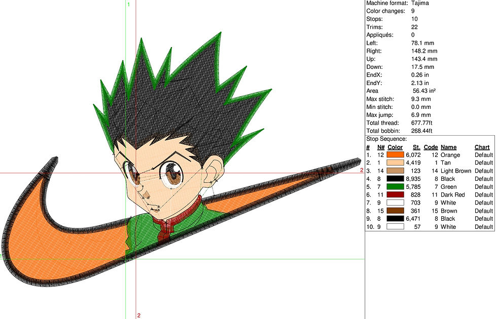 Прев'ю: Embroidery Designs for Gon Freecss Hunter × Hunter character