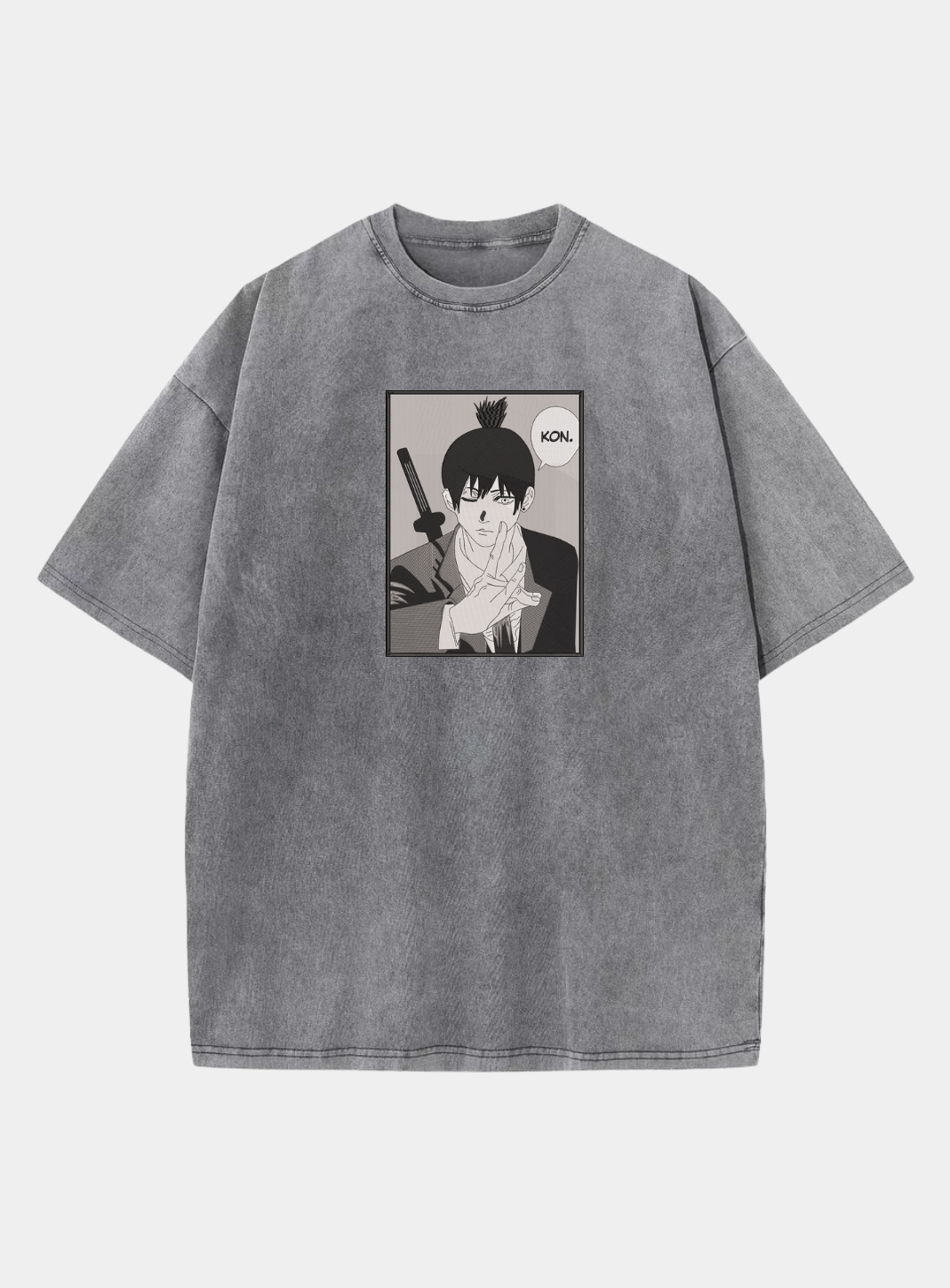 Футболка Vintage-washed з вишивкою Людина-бензопила — Акі
