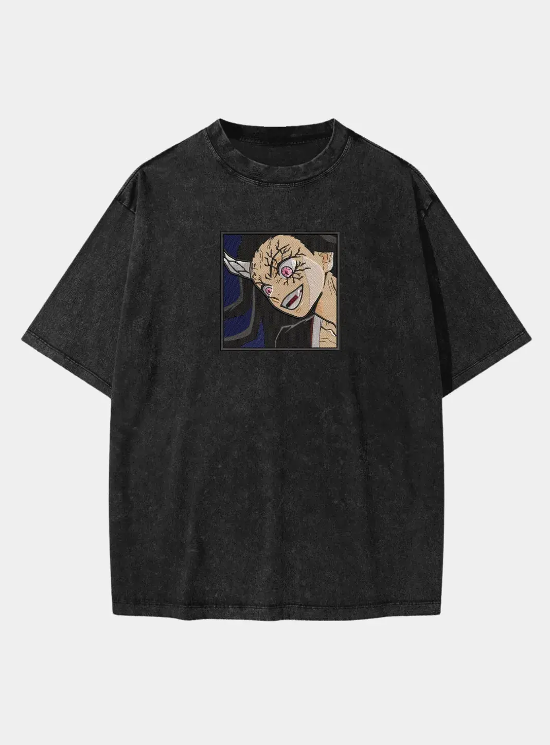 Футболка Vintage-washed з вишивкою Винищувач демонів — Недзуко