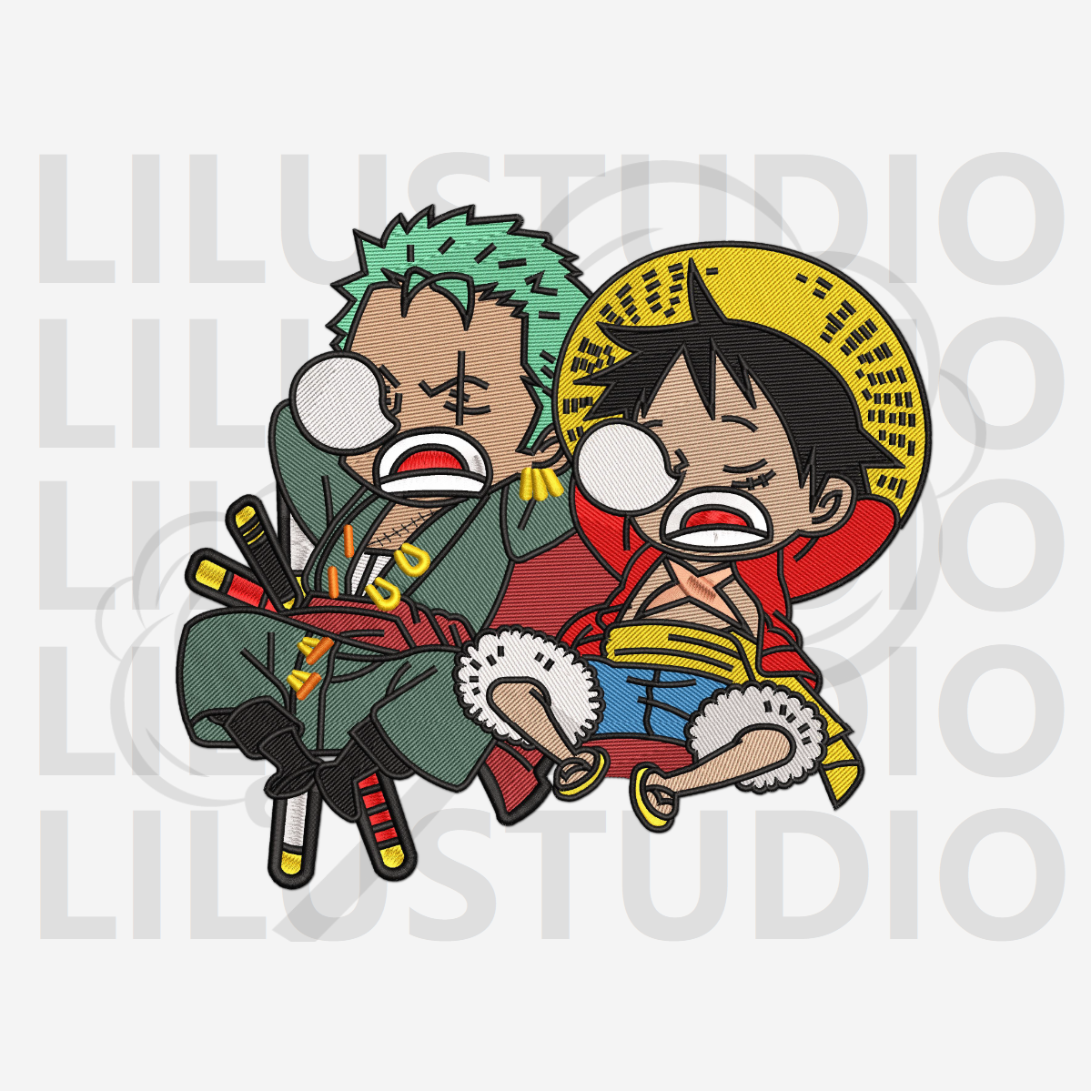 Embroidery Design for Monkey D. Luffy & Roronoa Zoro One Piece characters