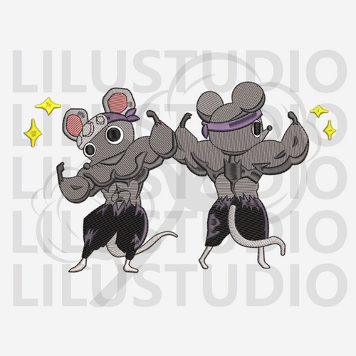 Embroidery Design for Muscle Mouse Demon Slayer character | LiluStudio