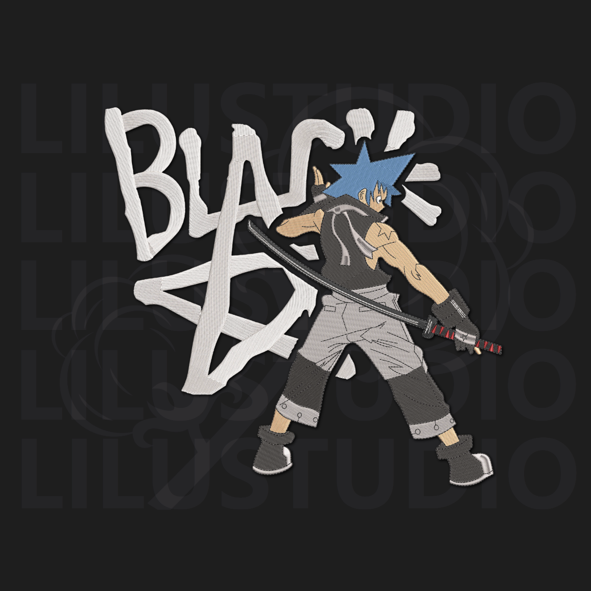 Embroidery Design for Black Star Soul Eater character