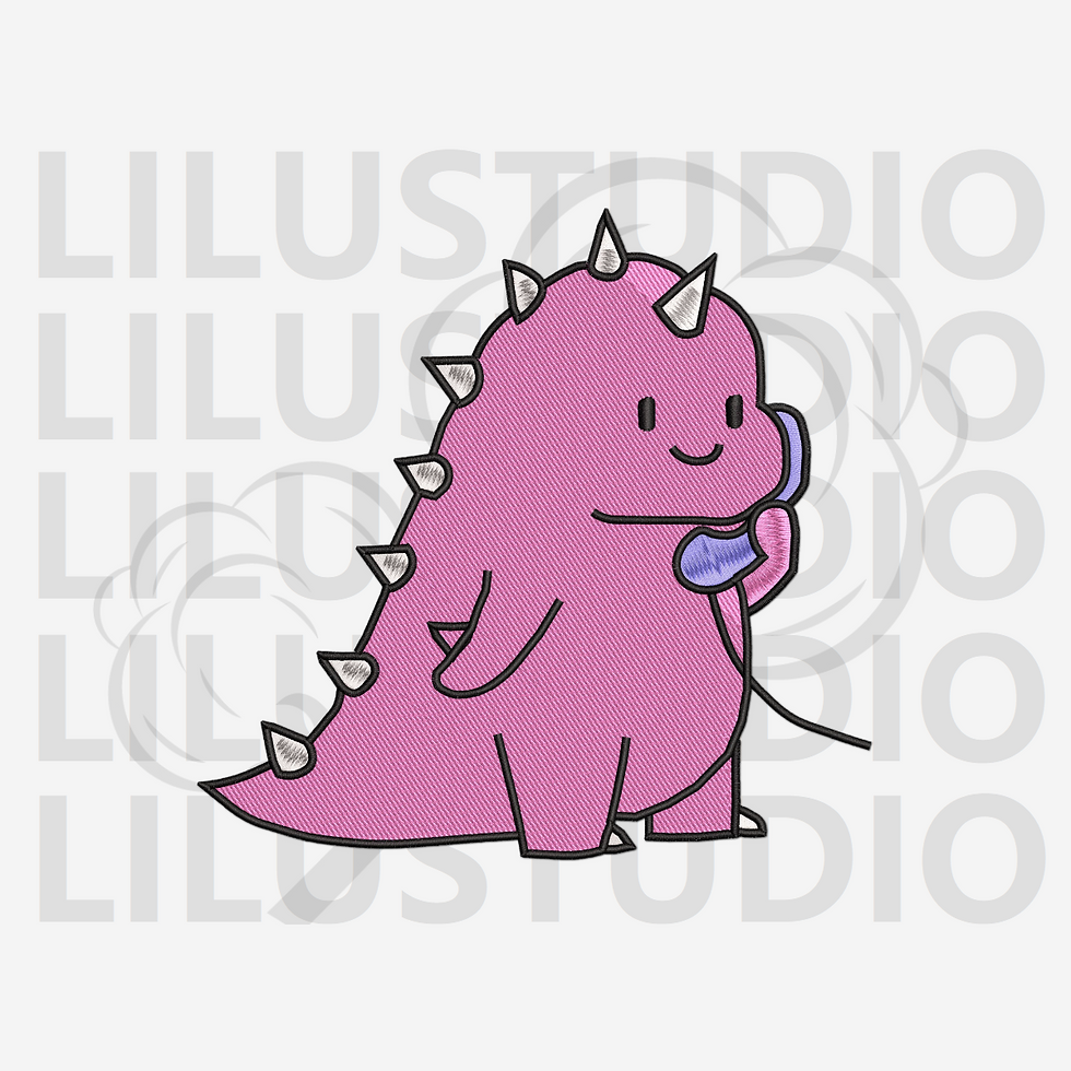 Embroidery Design for Couple Collection — Dino Pink Call