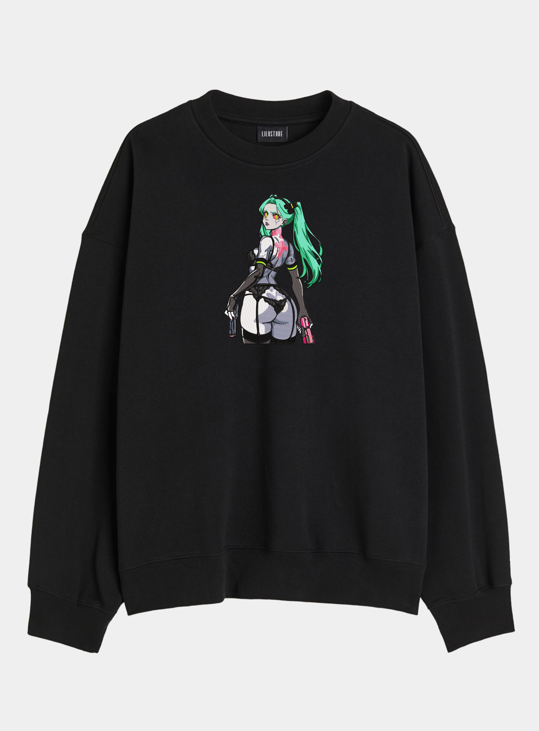 Світшот вільного силуету з вишивкою Cyberpunk: Edgerunners — Ребекка