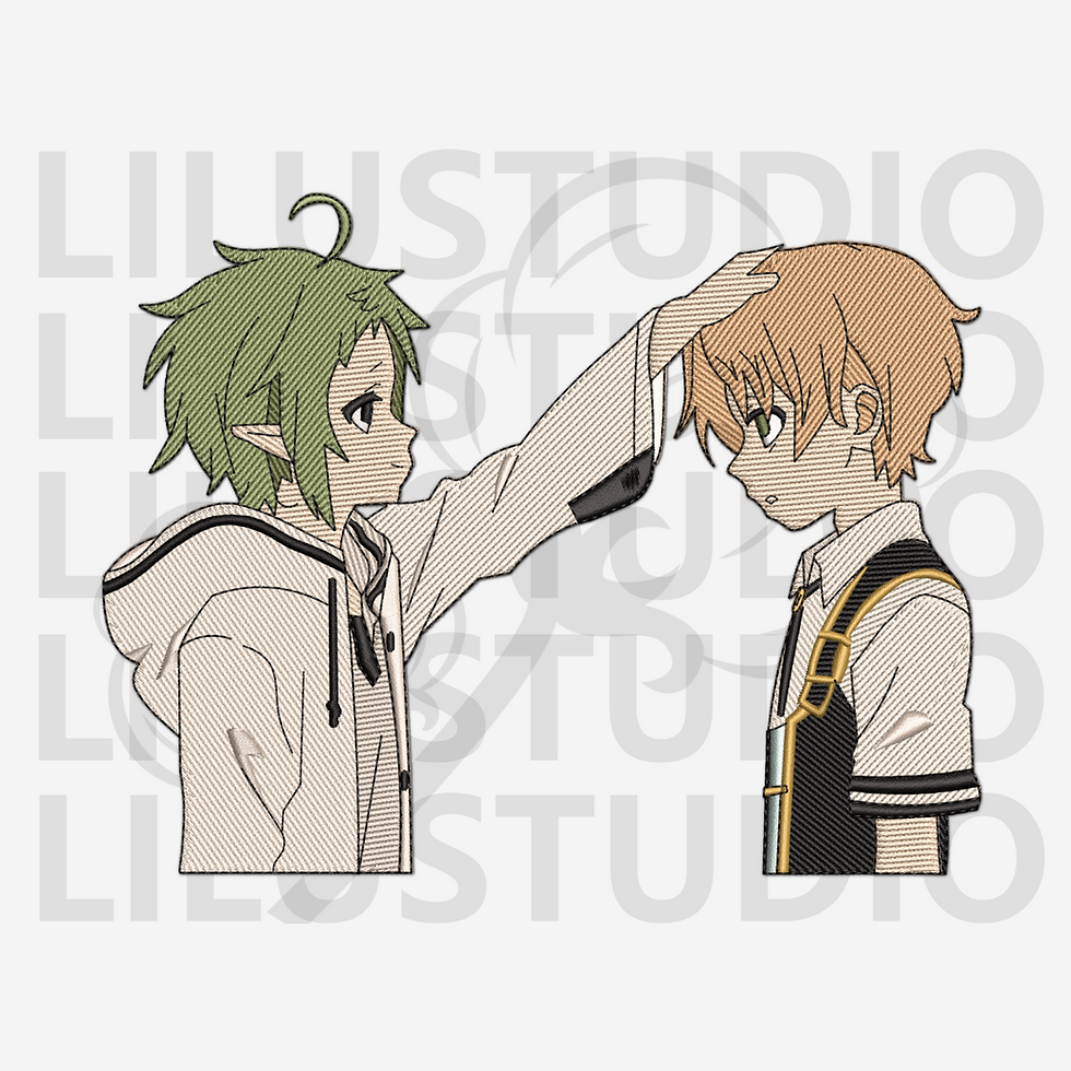 Embroidery Design for Rudeus Greyrat & Sylphiette Mushoku Tensei characters