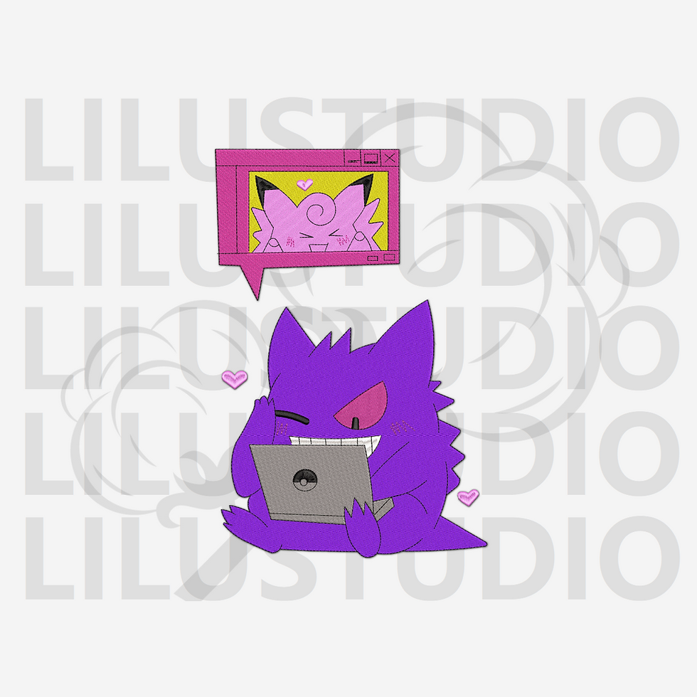 Embroidery Design for Gengar Pokemon character