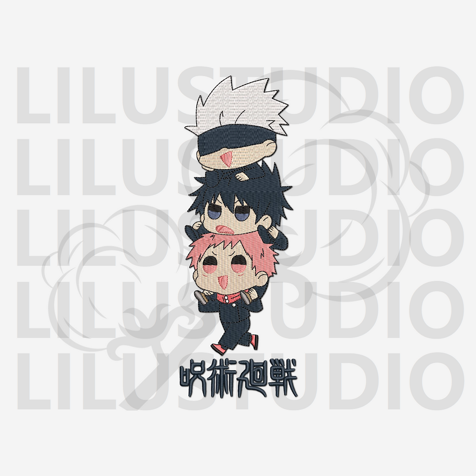 Embroidery Designs for Gogo, Megumi & Yuuji Jujutsu Kaisen characters