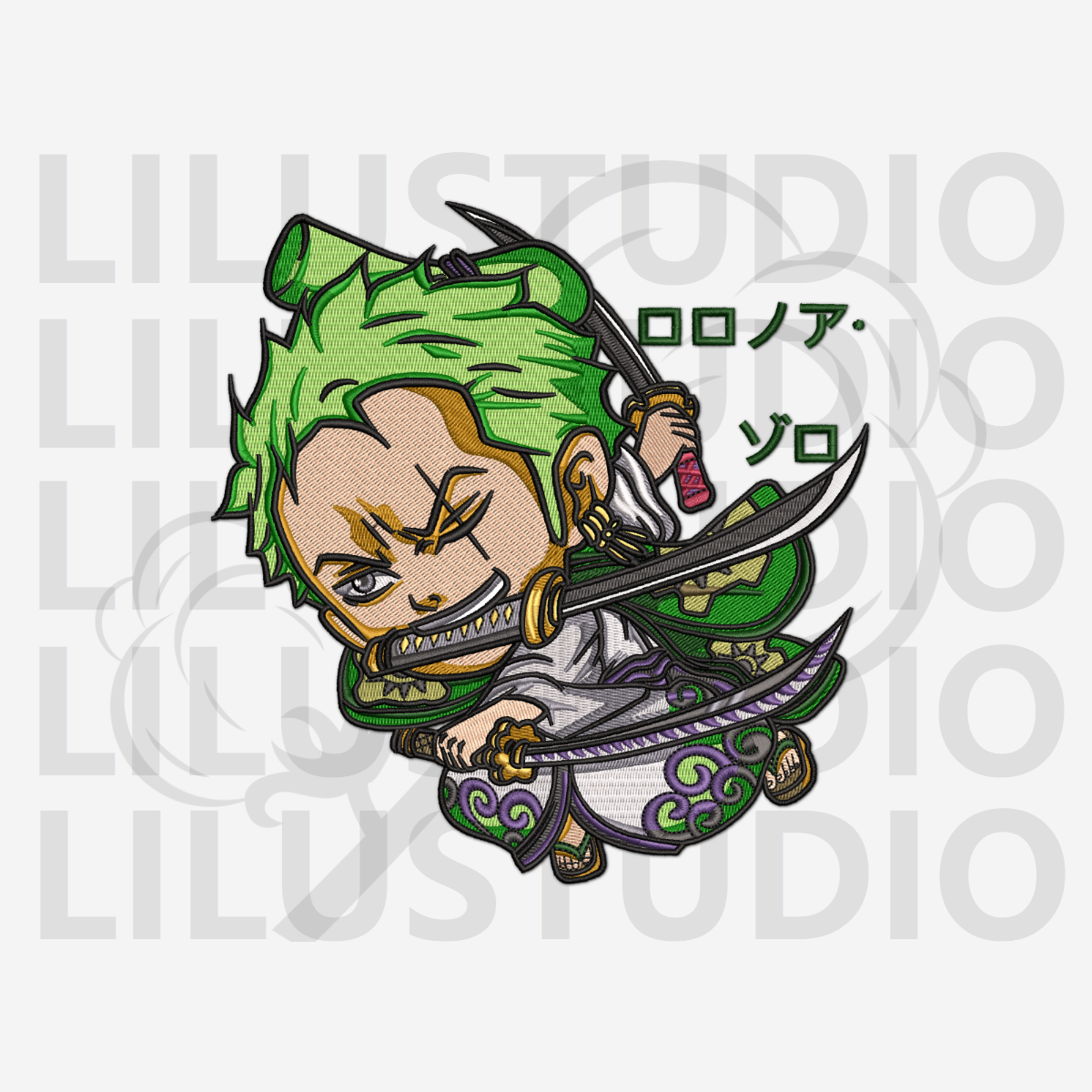 Embroidery Designs for Roronoa Zoro One Piece character