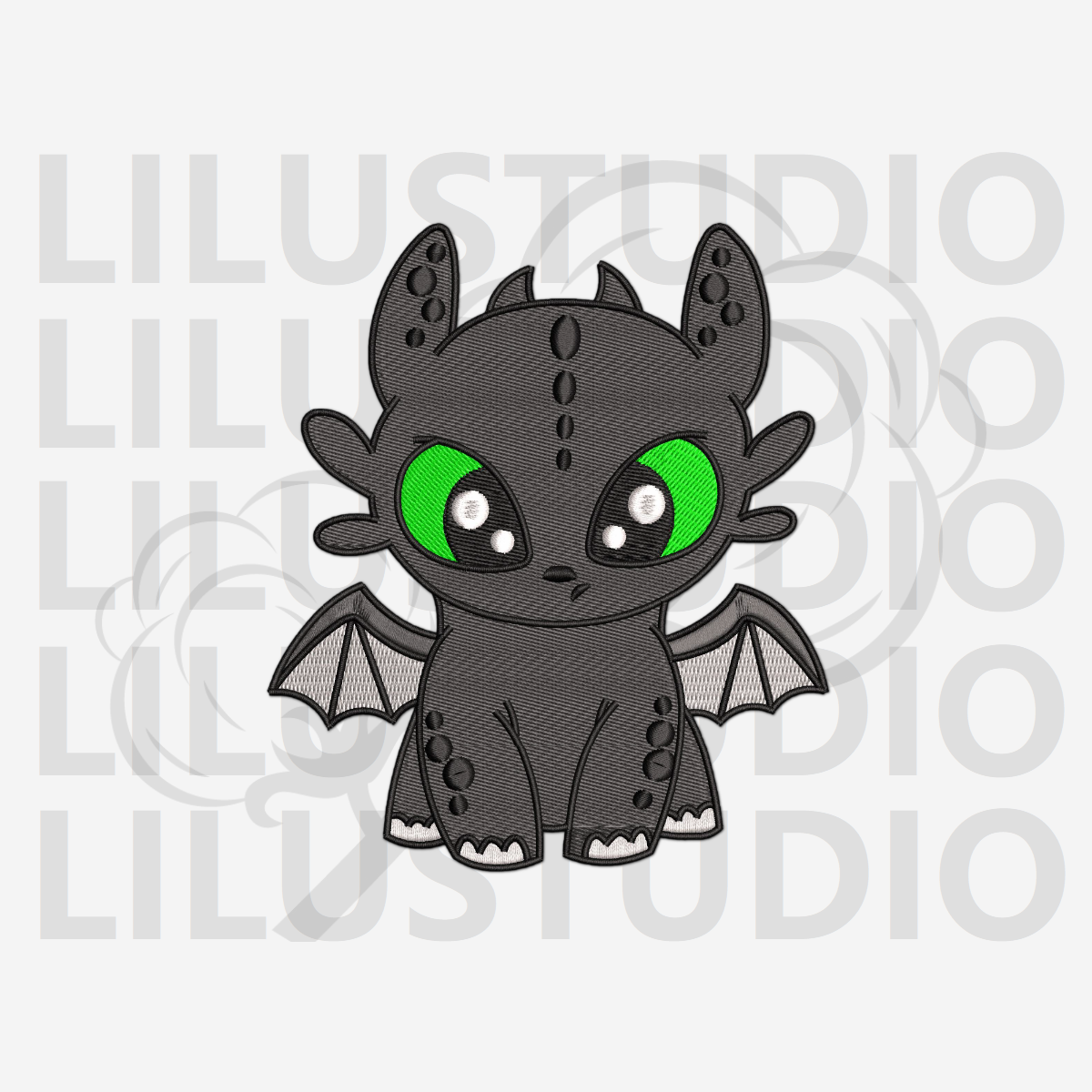 Embroidery Design for Toothless How to Train Your Dragon character