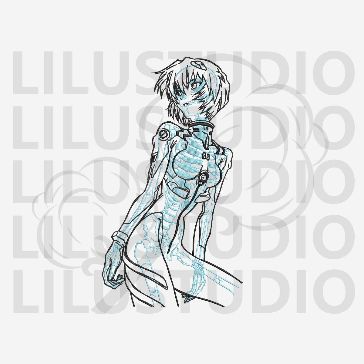 Embroidery Design for Rei Ayanami Neon Genesis Evangelion character