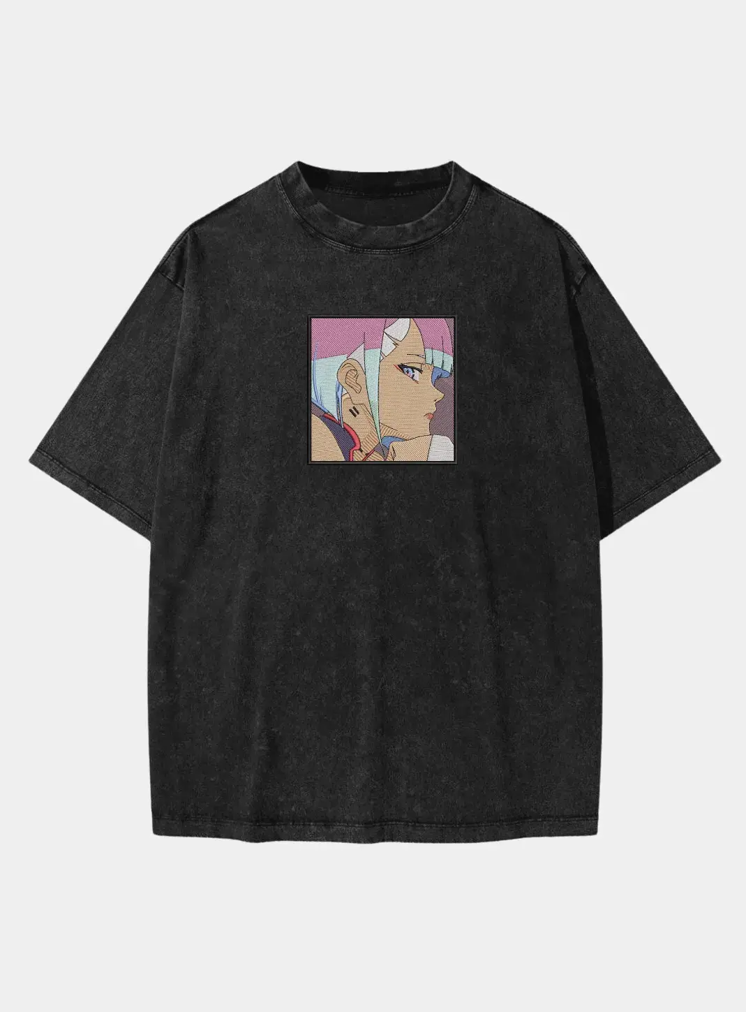 Футболка Vintage-washed з вишивкою Cyberpunk: Edgerunners — Люсі