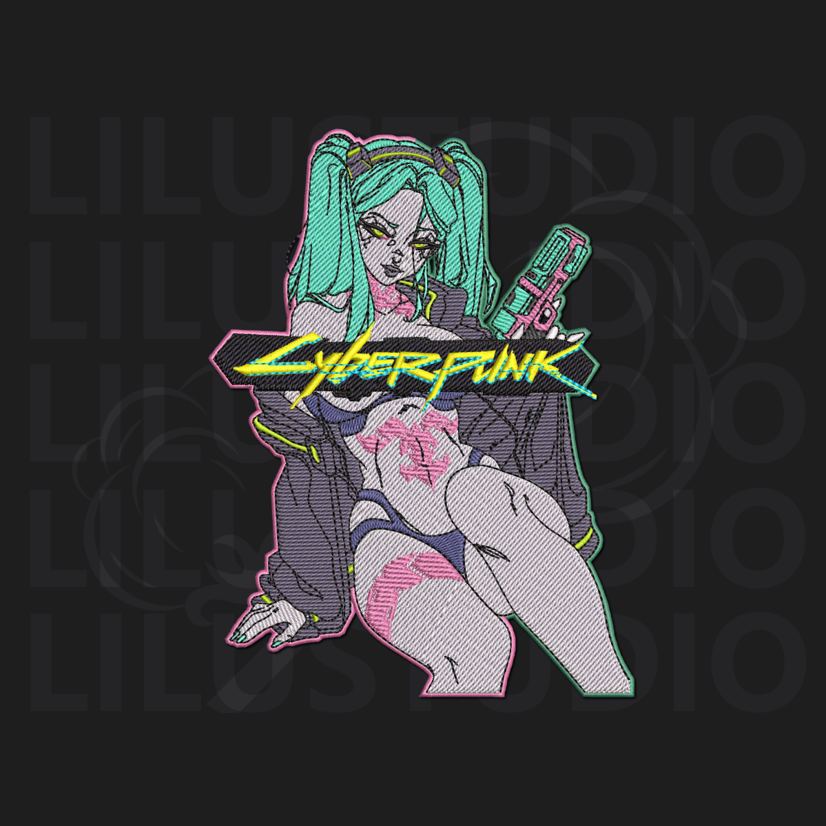 Embroidery Design for Rebecca Cyberpunk: Edgerunners character