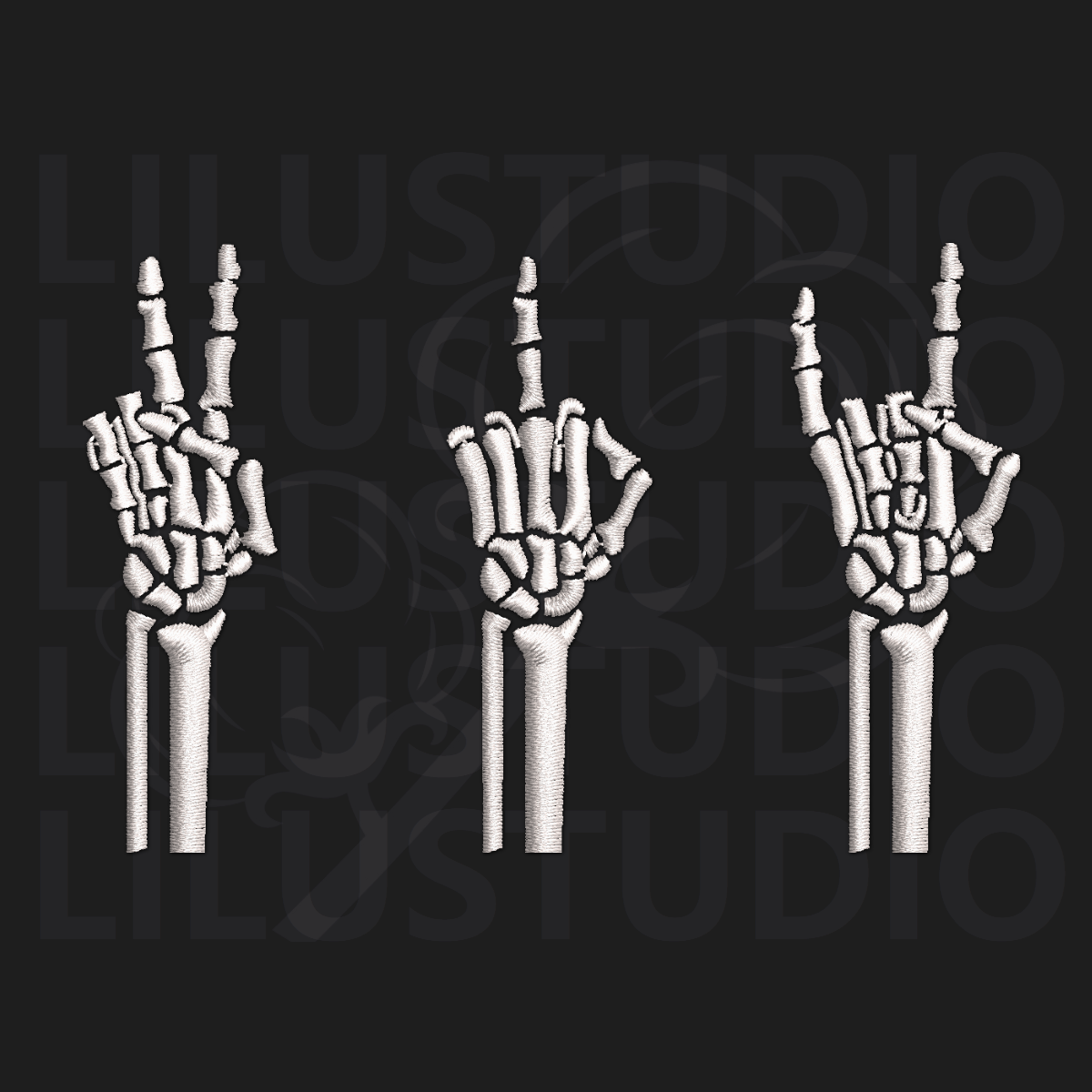 Embroidery Design for Halloween Collection — Skeleton Hands: Symbols & Gestures